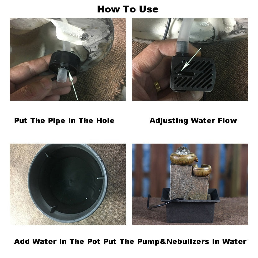 God Gansh with LED Glowing Ball Spring Water Sound Waterfall Fountain MDL03