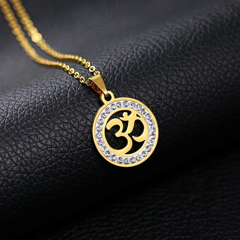 OM in Coin Pendant Necklace