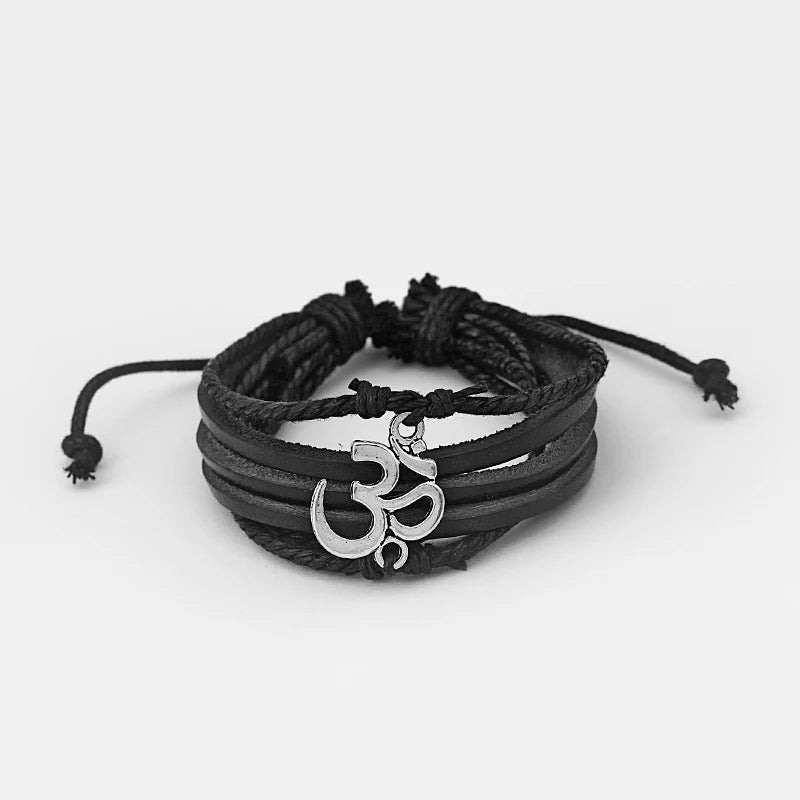 OM Leather Braided Bracelet