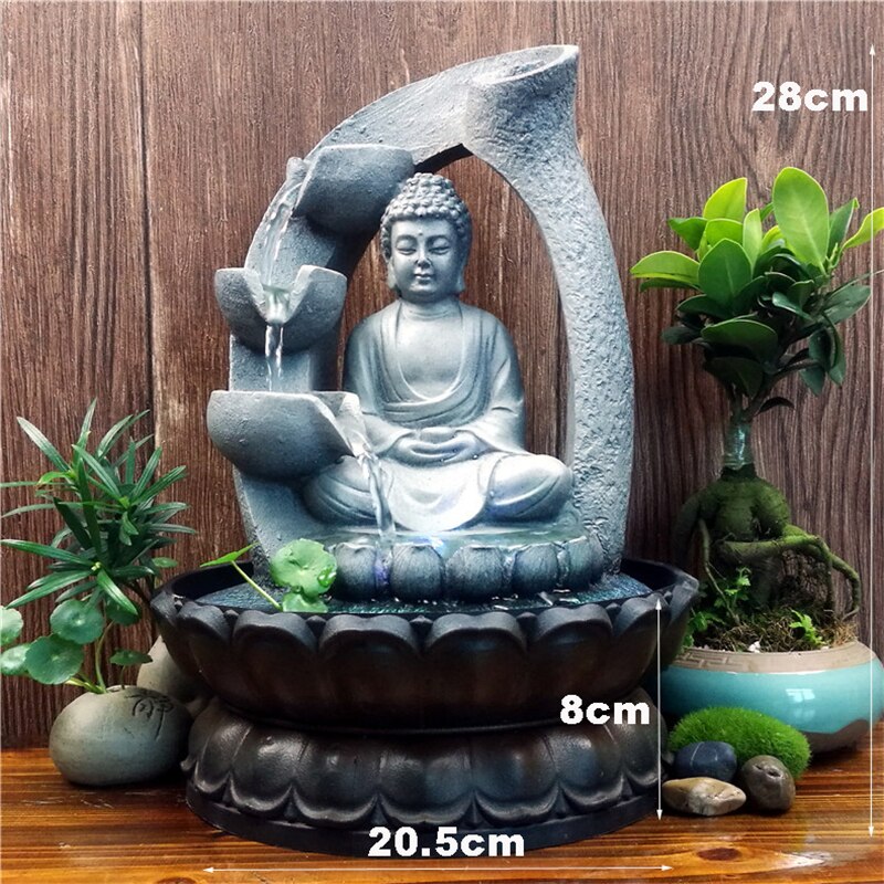 Enlightened God Buddha in Lotus LED Fountain
