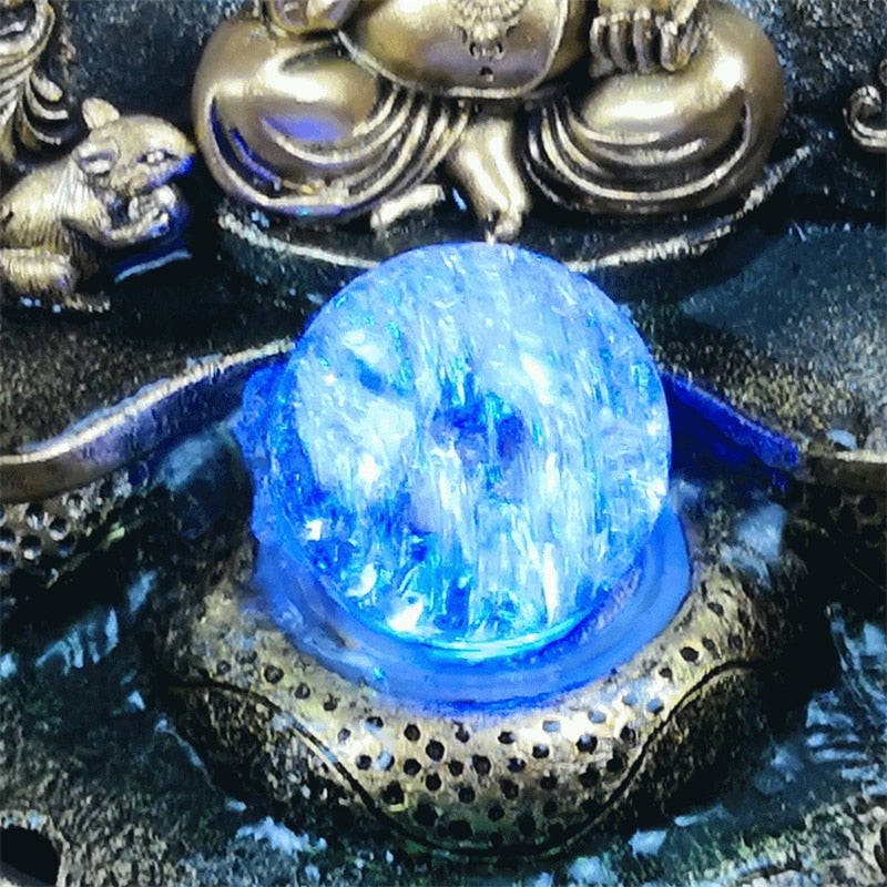 God Ganesh with LED Glowing Ball Spring Water Sound Waterfall Fountain MDL02