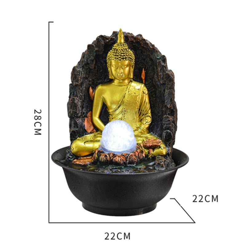 Peaceful Enlightened God Buddha Waterfall with LED