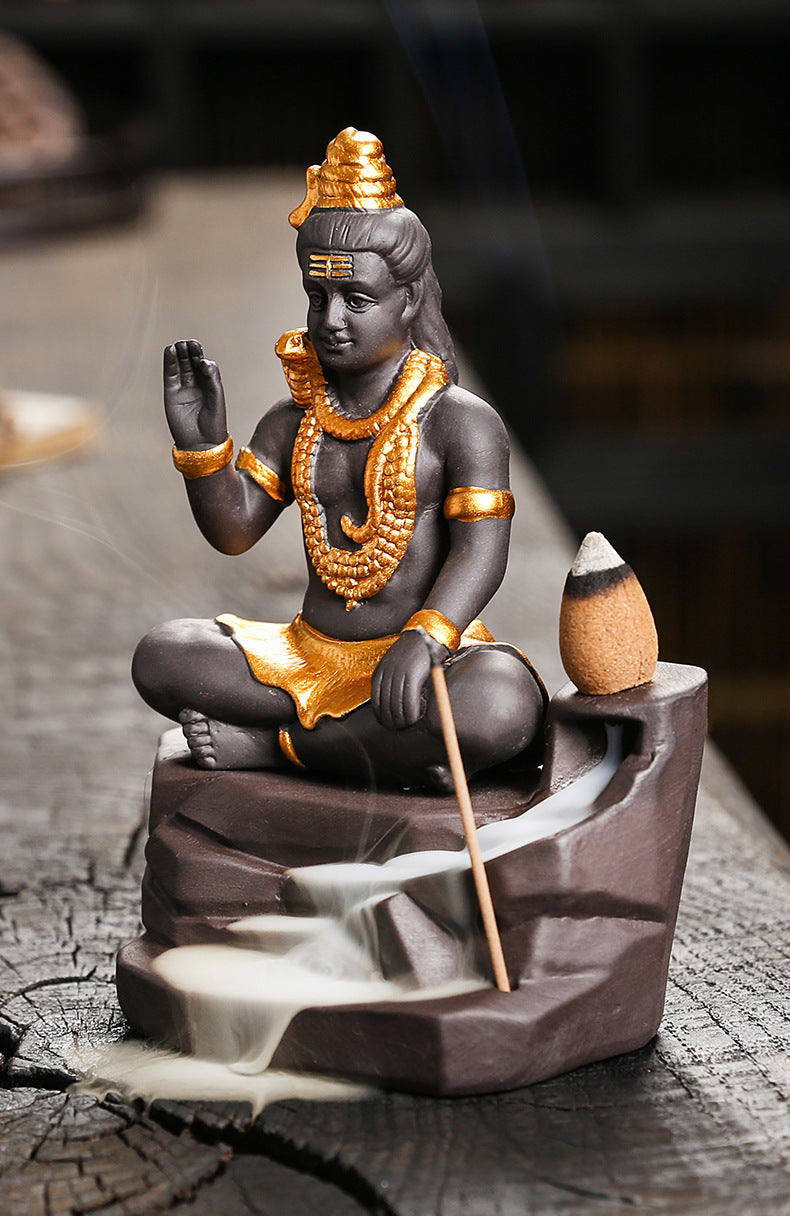 God Shiva Handmade Purple Clay Incense Stick Holder