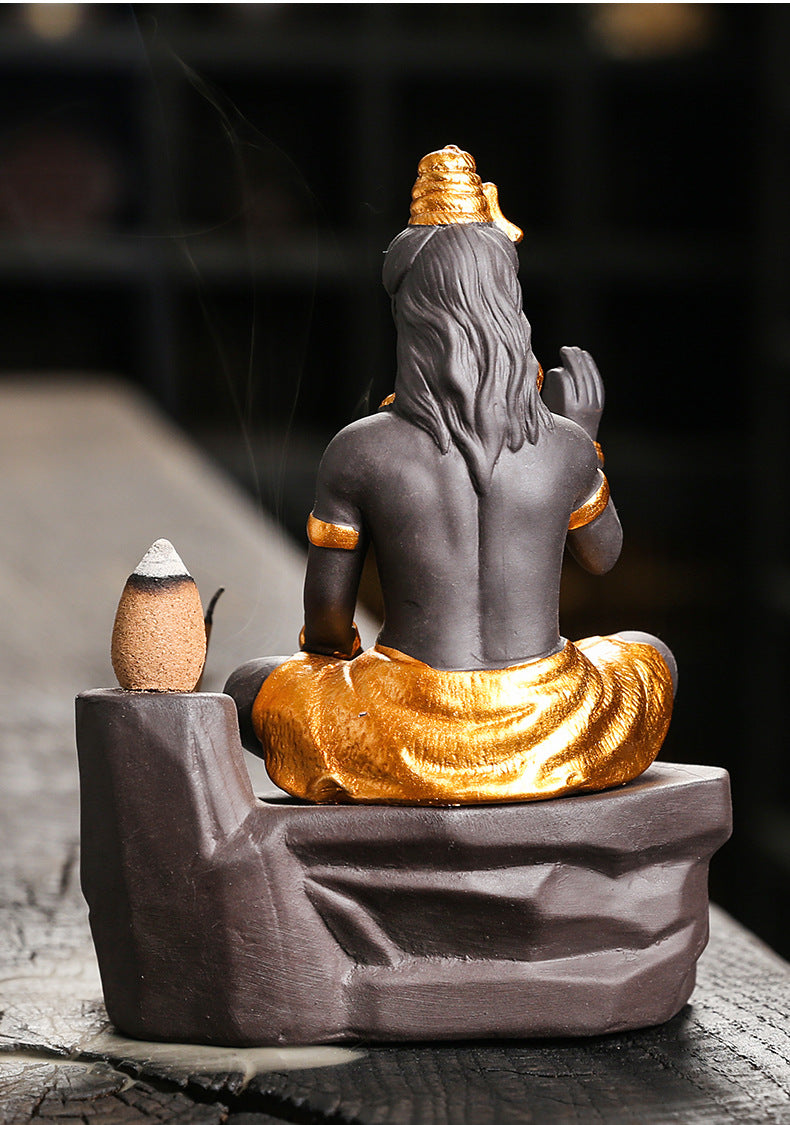 God Shiva Handmade Purple Clay Incense Stick Holder