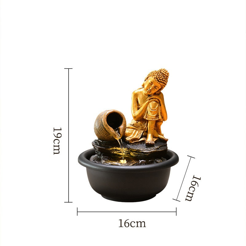Interior Oasis Water Fountain with LED lights presence of a Buddha.