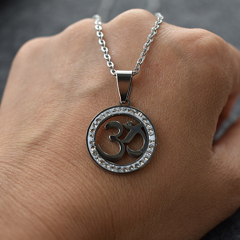 OM Pendant Necklace Silver Color