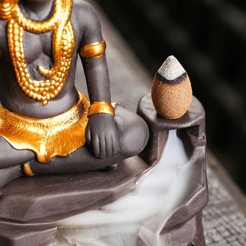 God Shiva Handmade Purple Clay Incense Stick Holder