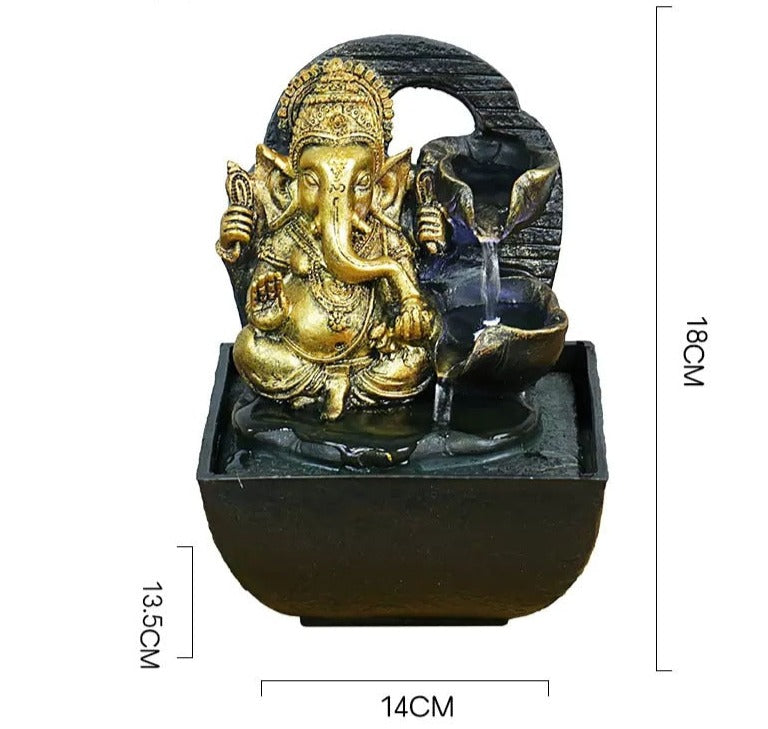 Tranquil Blessings Desktop Waterfall Ganesha