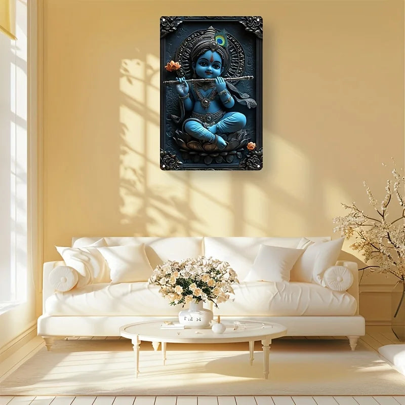 Divine Little Krishna Metal Wall Decor