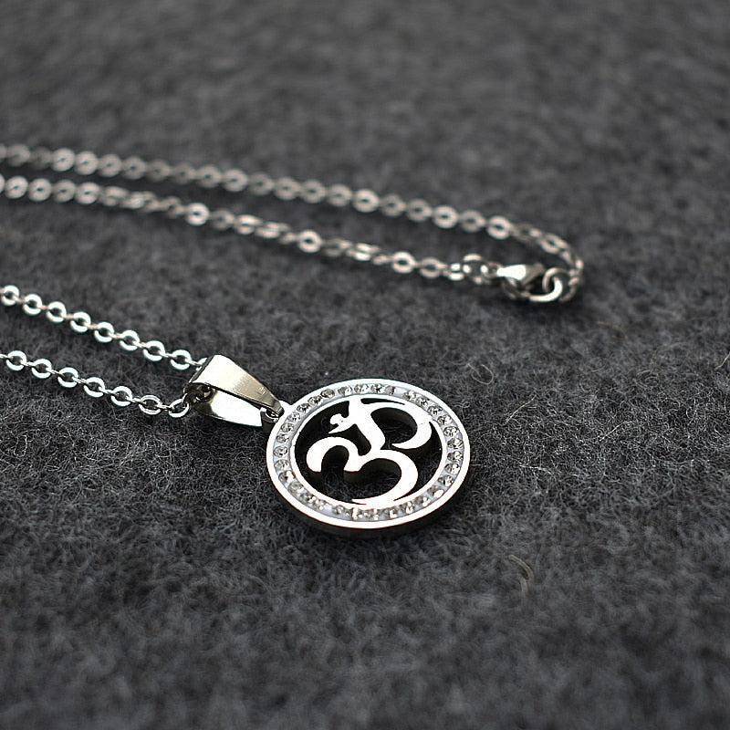 OM Pendant Necklace Silver Color