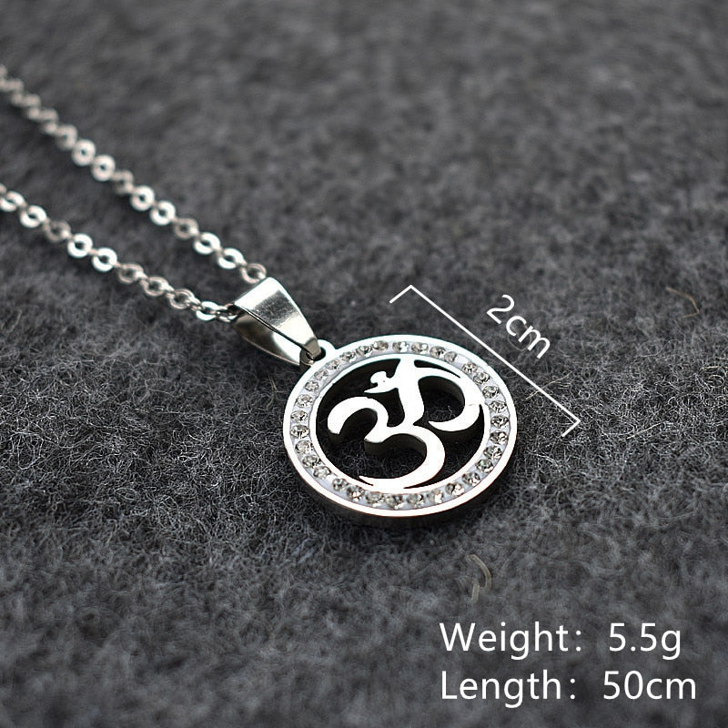 OM Pendant Necklace Silver Color