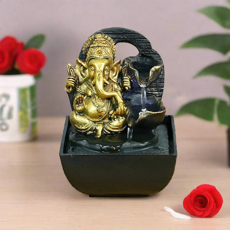 Tranquil Blessings Desktop Waterfall Ganesha