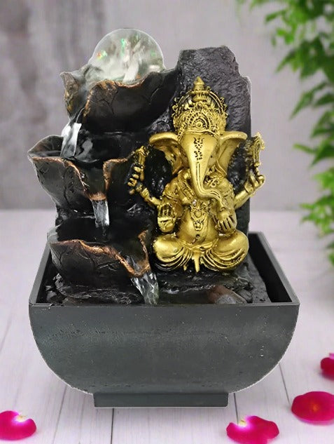 Tranquil Blessings Desktop Waterfall Ganesha