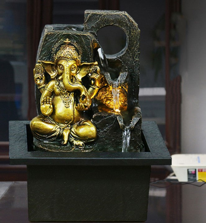 Tranquil Blessings Desktop Waterfall Ganesha