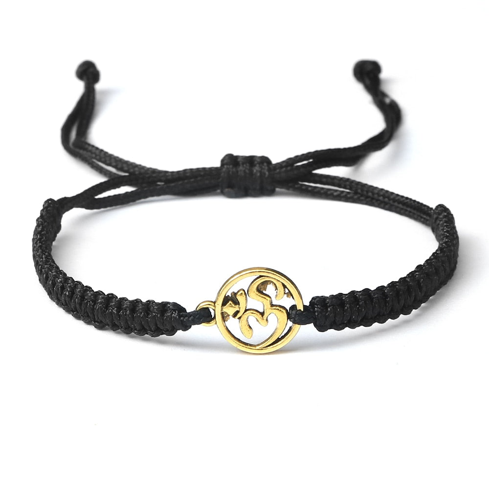 Handmade Braided Rope String Adjustable Bracelets With Charm OM Symbol