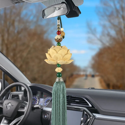 Lotus Flower Hanging Car Mirror Ornament