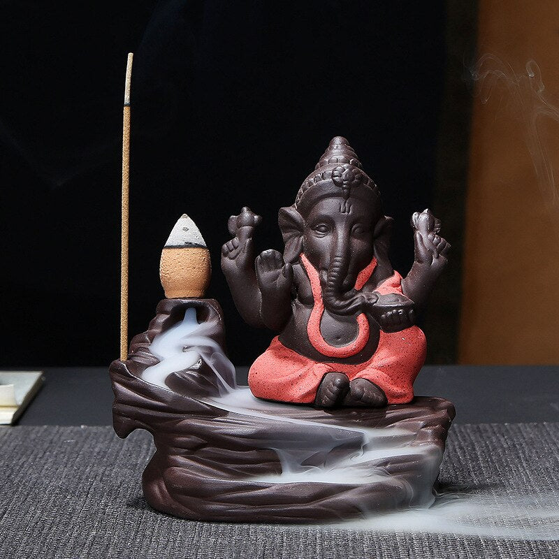 Purple Clay God Ganesh Backflow Incense Burner