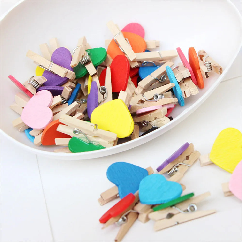 Heart Wooden Peg Clips