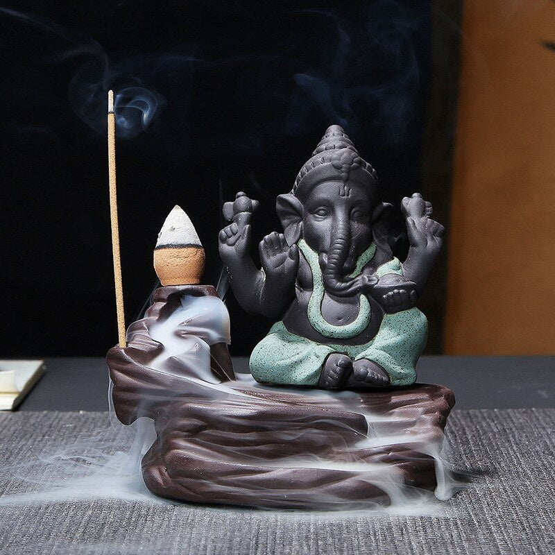 Purple Clay God Ganesh Backflow Incense Burner