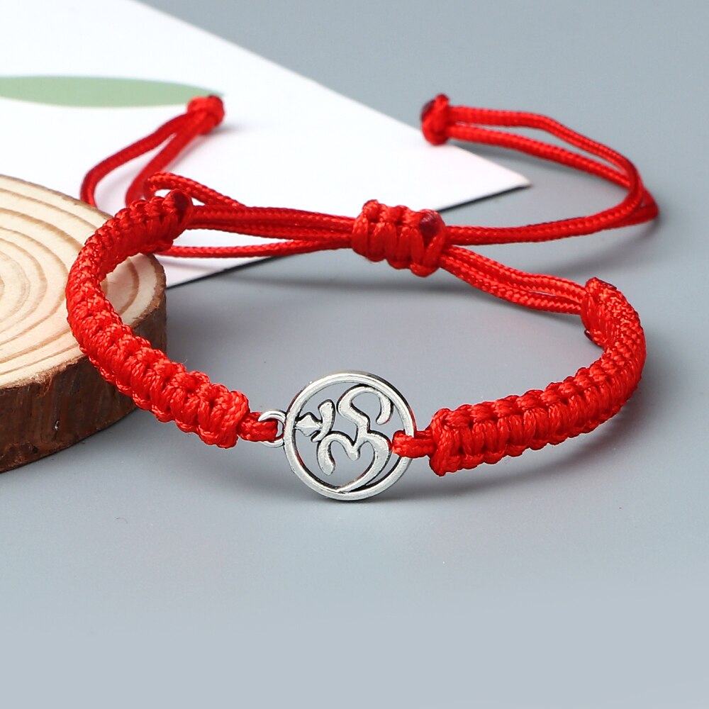 Handmade Braided Rope String Adjustable Bracelets With Charm OM Symbol