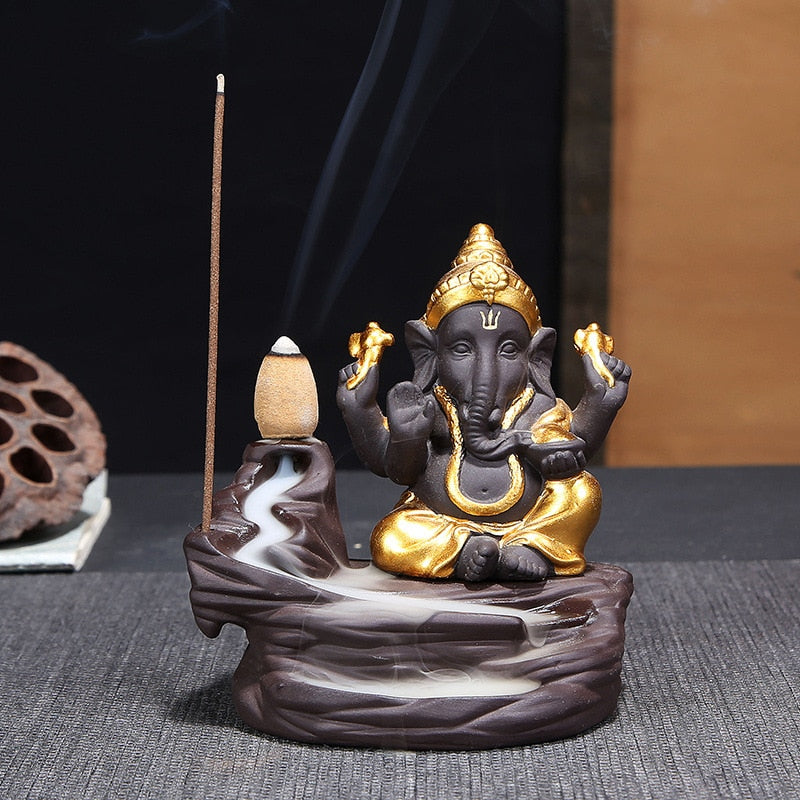 Purple Clay God Ganesh Backflow Incense Burner