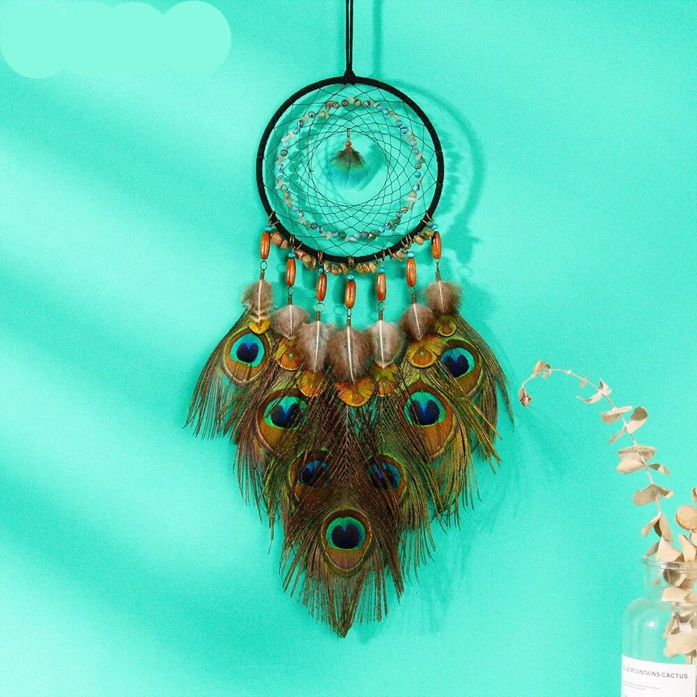 Peacock Feather Ring Retro Wall Hanging Craft