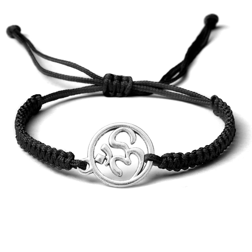 Handmade Braided Rope String Adjustable Bracelets With Charm OM Symbol