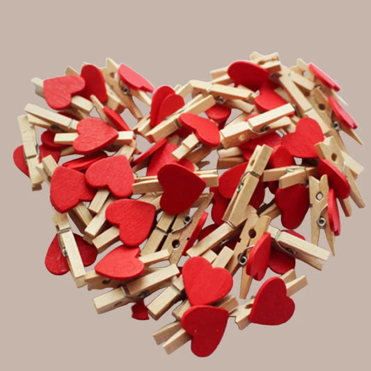 Heart Wooden Peg Clips