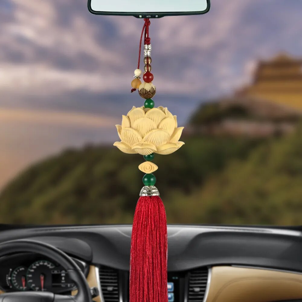 Lotus Flower Hanging Car Mirror Ornament