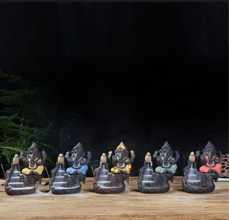 Purple Clay God Ganesh Backflow Incense Burner