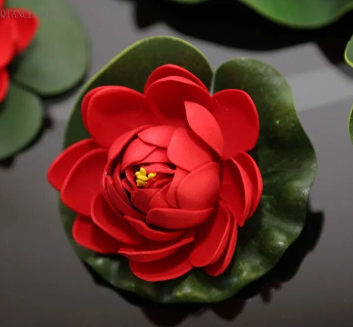 Artificial Waterproof  Lotus With Leaves- 5 Pcs