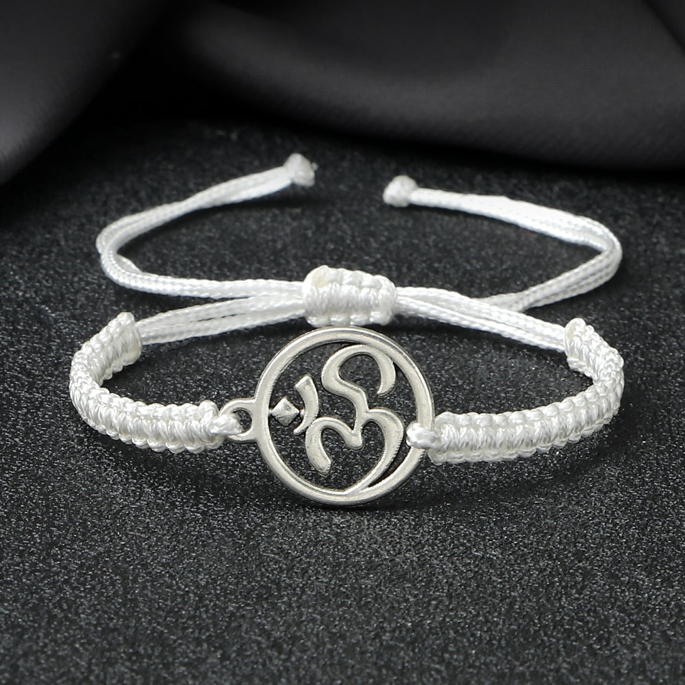 Handmade Braided Rope String Adjustable Bracelets With Charm OM Symbol