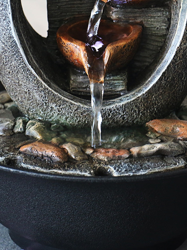 Indoor Water Fountain & Candle Holders With LED Lights