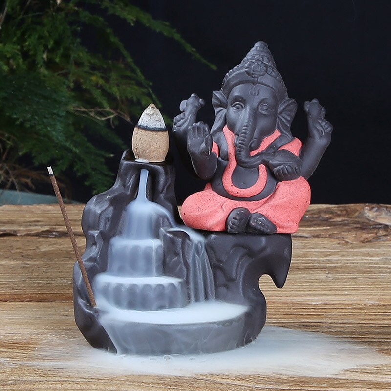 Purple Clay God Ganesh Backflow Incense Burner