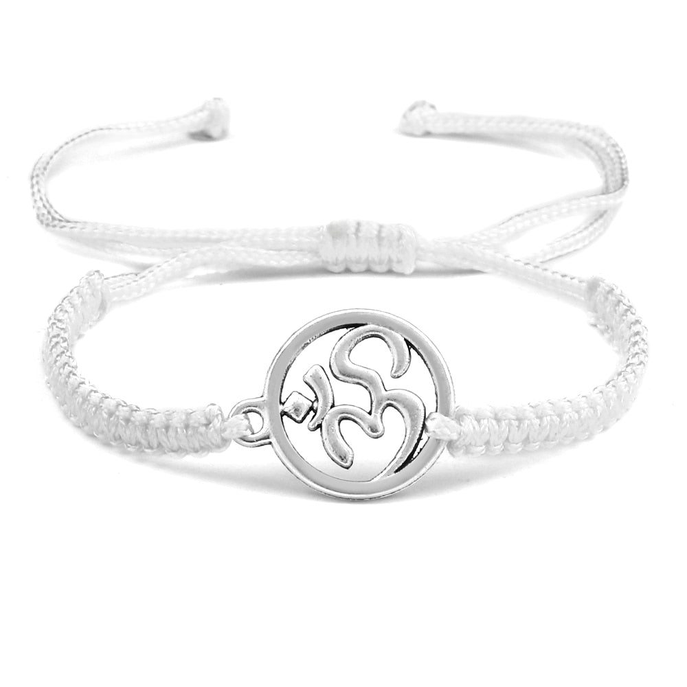 Handmade Braided Rope String Adjustable Bracelets With Charm OM Symbol