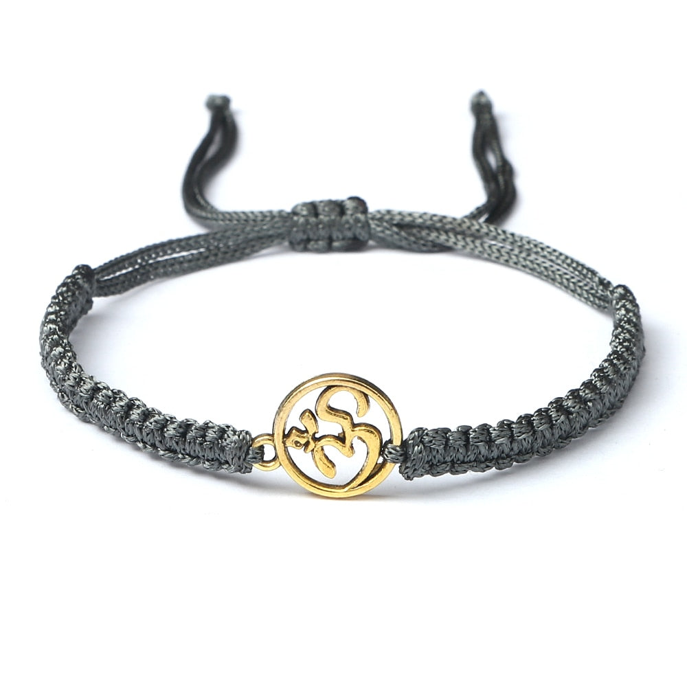 Handmade Braided Rope String Adjustable Bracelets With Charm OM Symbol