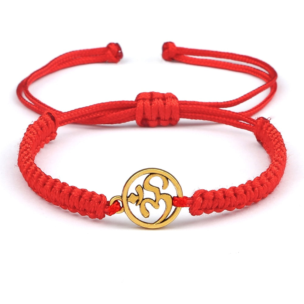 Handmade Braided Rope String Adjustable Bracelets With Charm OM Symbol