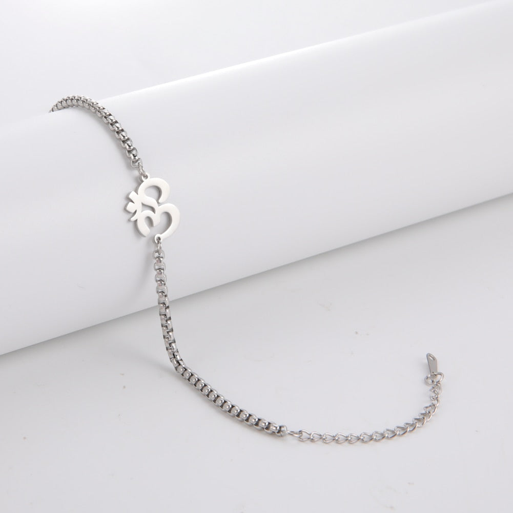 Stainless Steel Om Hand Bracelet