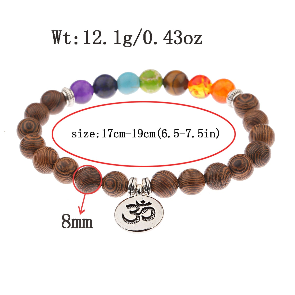 Natural Wood Beads Bracelets with Om Pendant