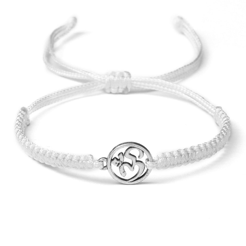 Handmade Braided Rope String Adjustable Bracelets With Charm OM Symbol