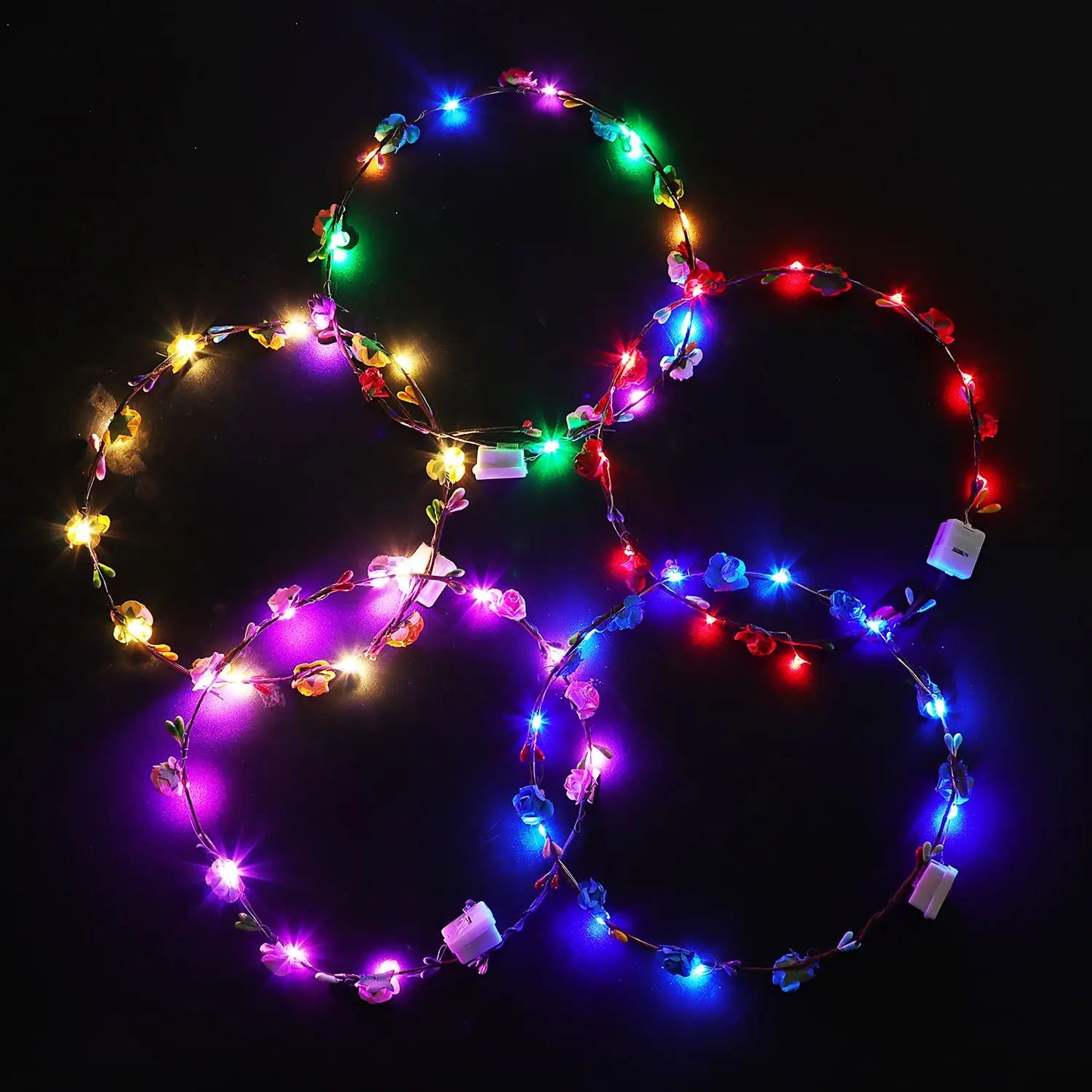 Illuminating Flower Wreaths 12 Colorful Set