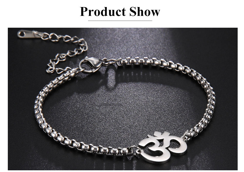 Stainless Steel Om Hand Bracelet