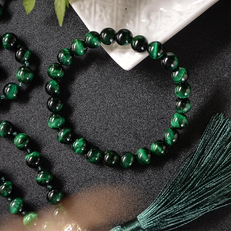 Natural Green Tiger Eye Beaded Set