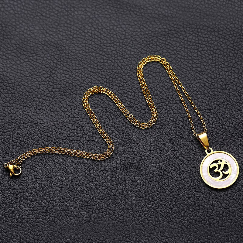 OM in Coin Pendant Necklace