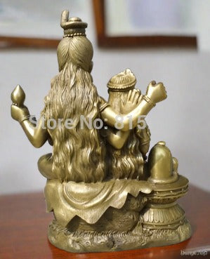 Pure Bronze Lord Shiva with Parwathy and Baby Ganesh