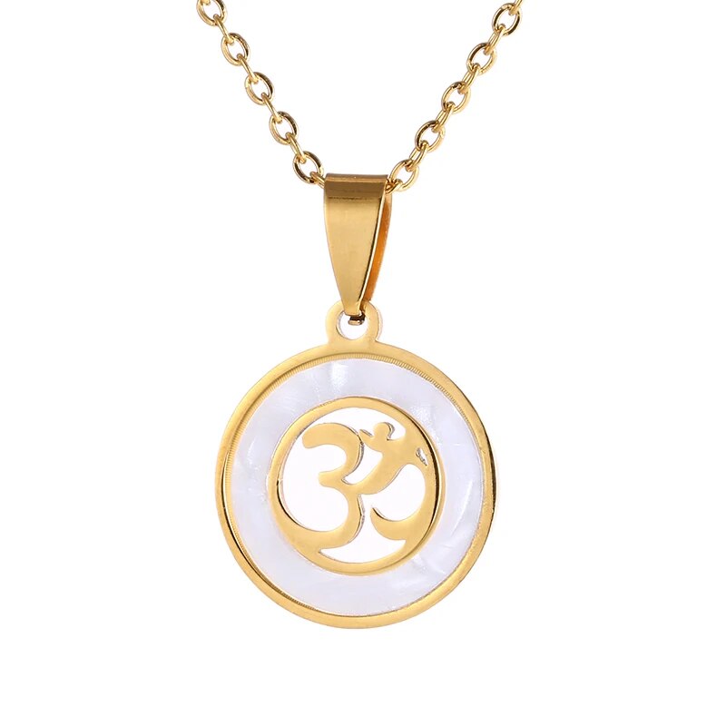 OM in Coin Pendant Necklace