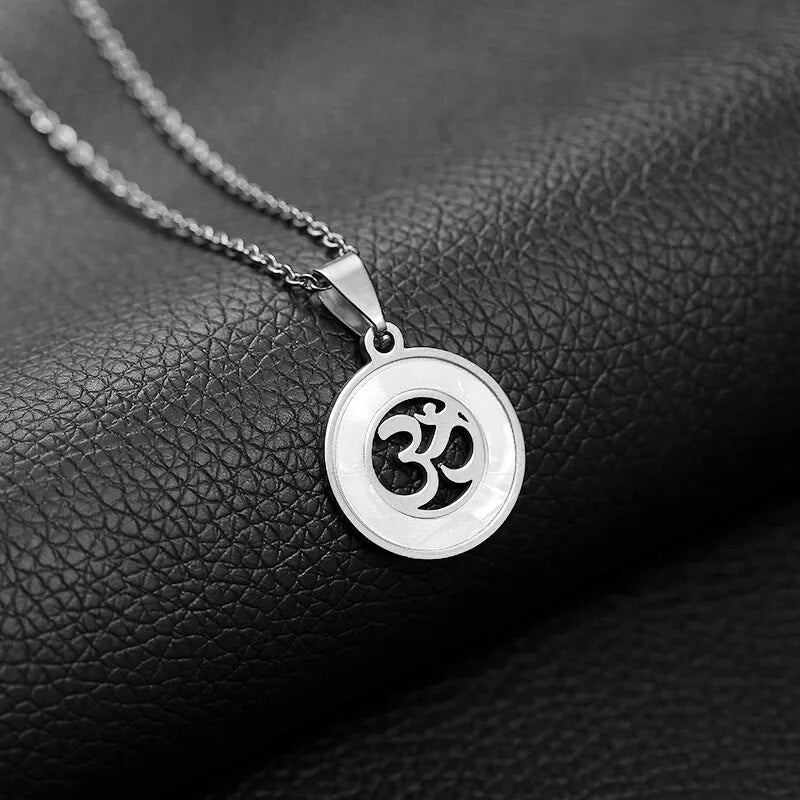 OM in Coin Pendant Necklace