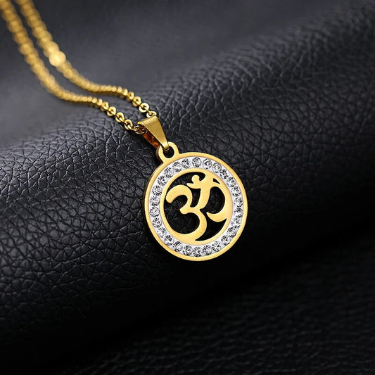 OM in Coin Pendant Necklace