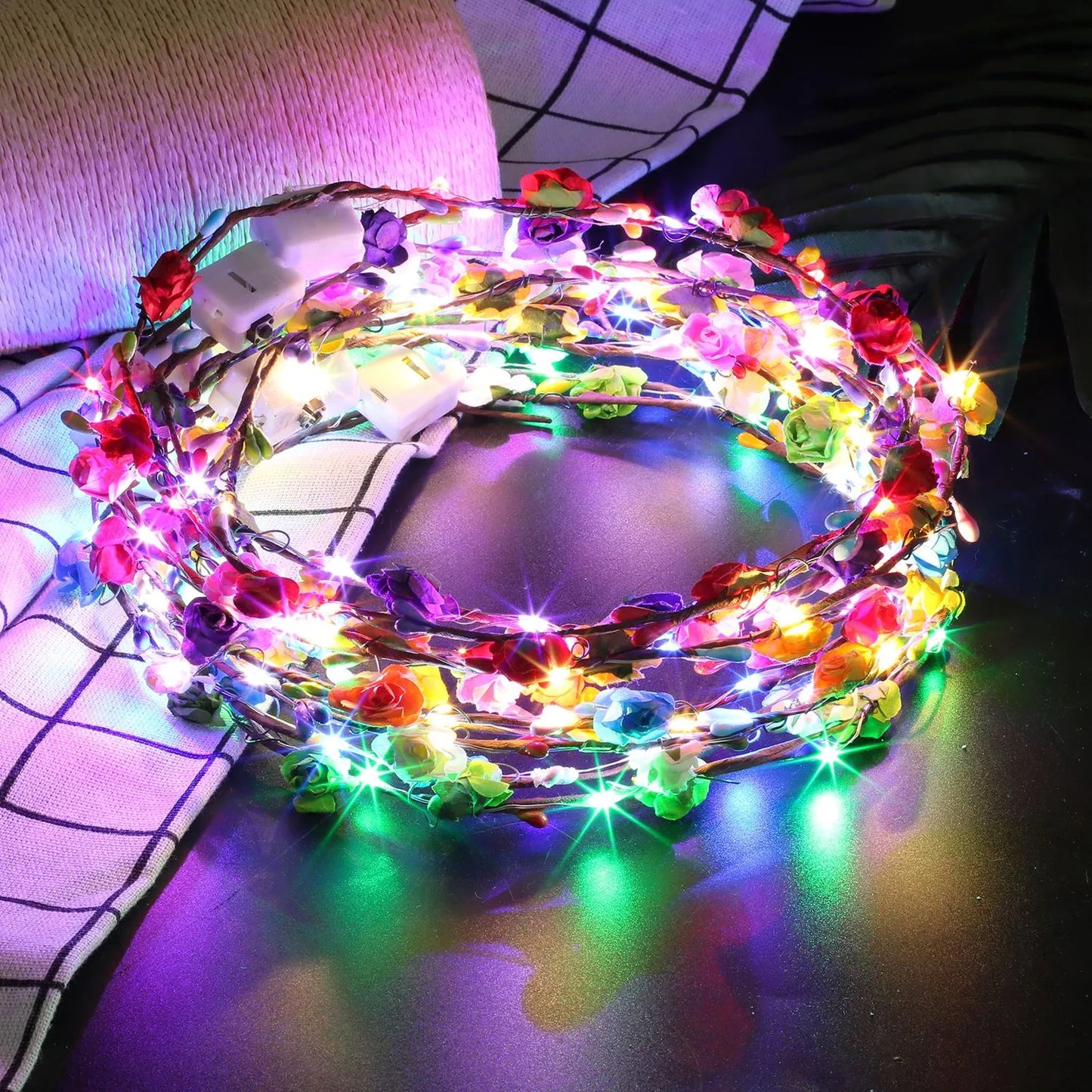 Illuminating Flower Wreaths 12 Colorful Set