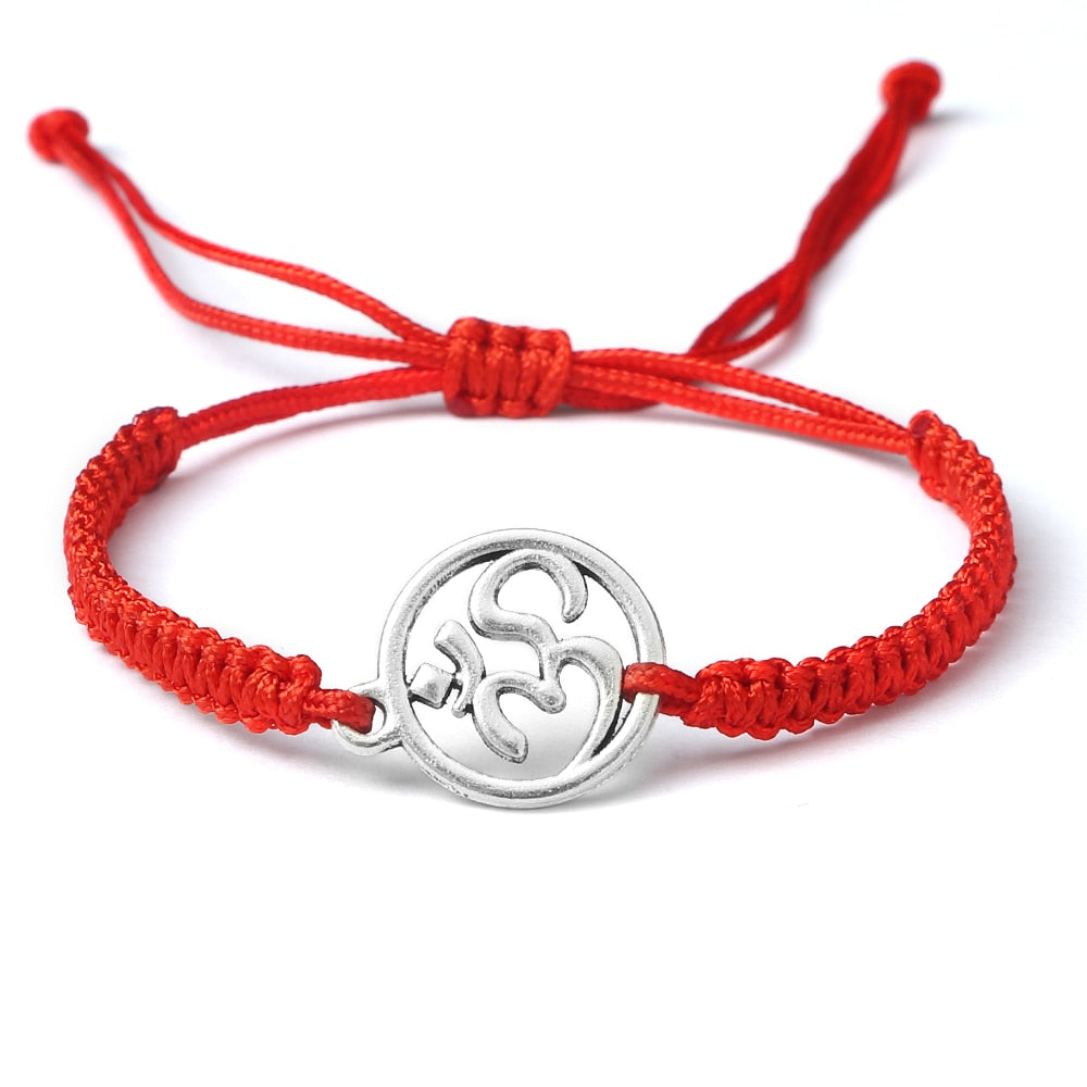 Handmade Braided Rope String Adjustable Bracelets With Charm OM Symbol